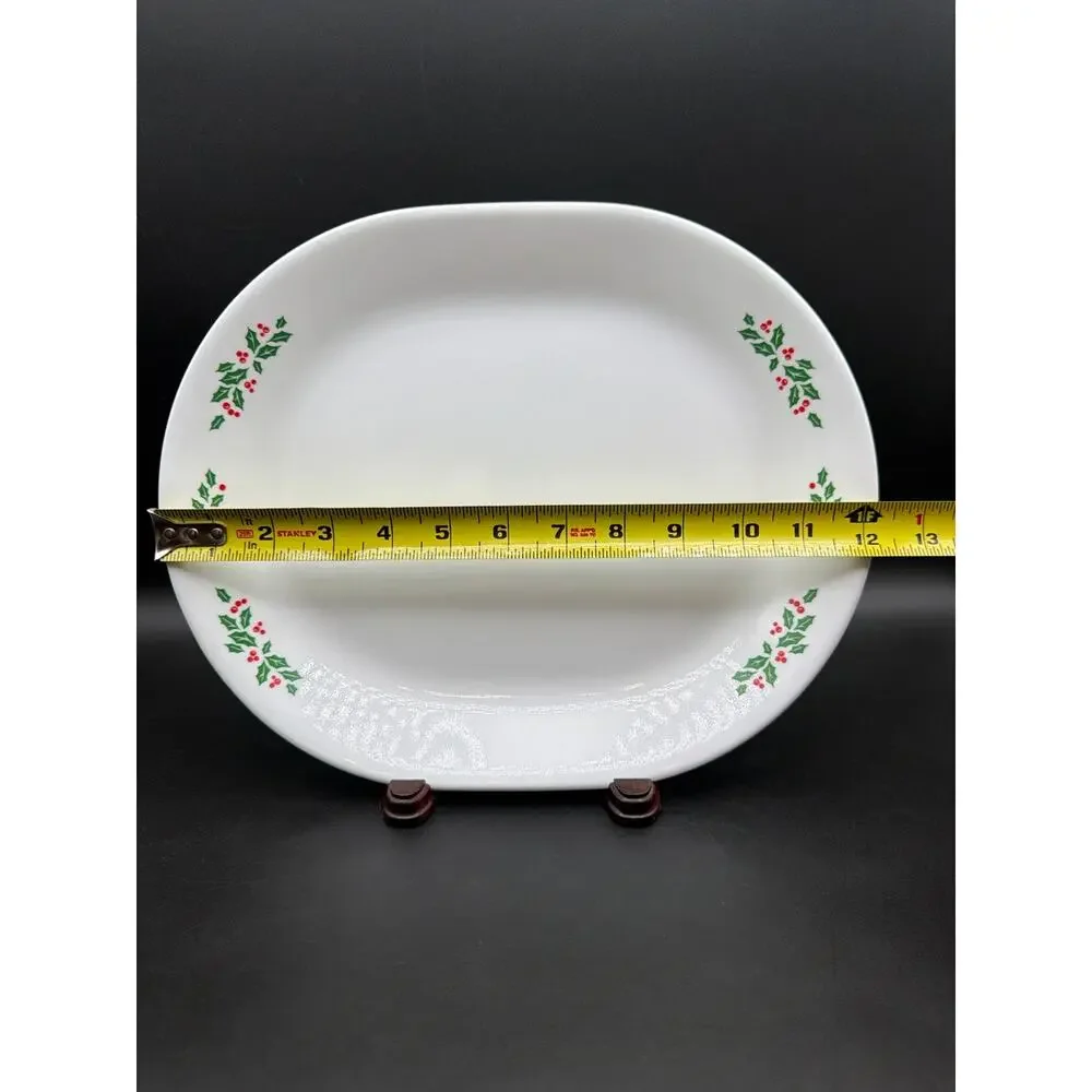 Corelle Corning Holiday Holly Oval Serving Platter 12” Christmas Vitrelle USA